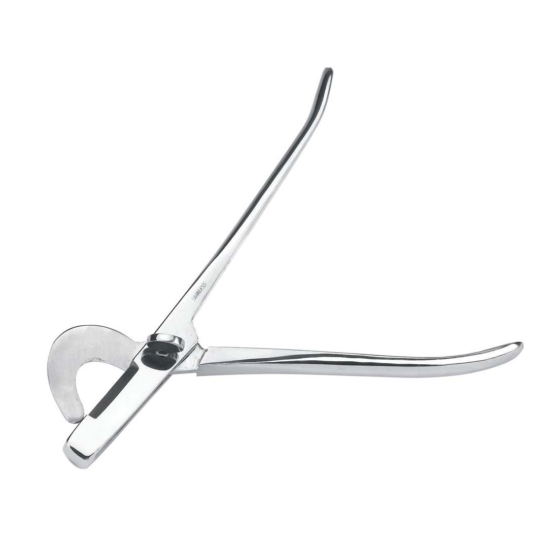Forcipe da castrazione per suinetti acciaio inox curvo 19 cm
